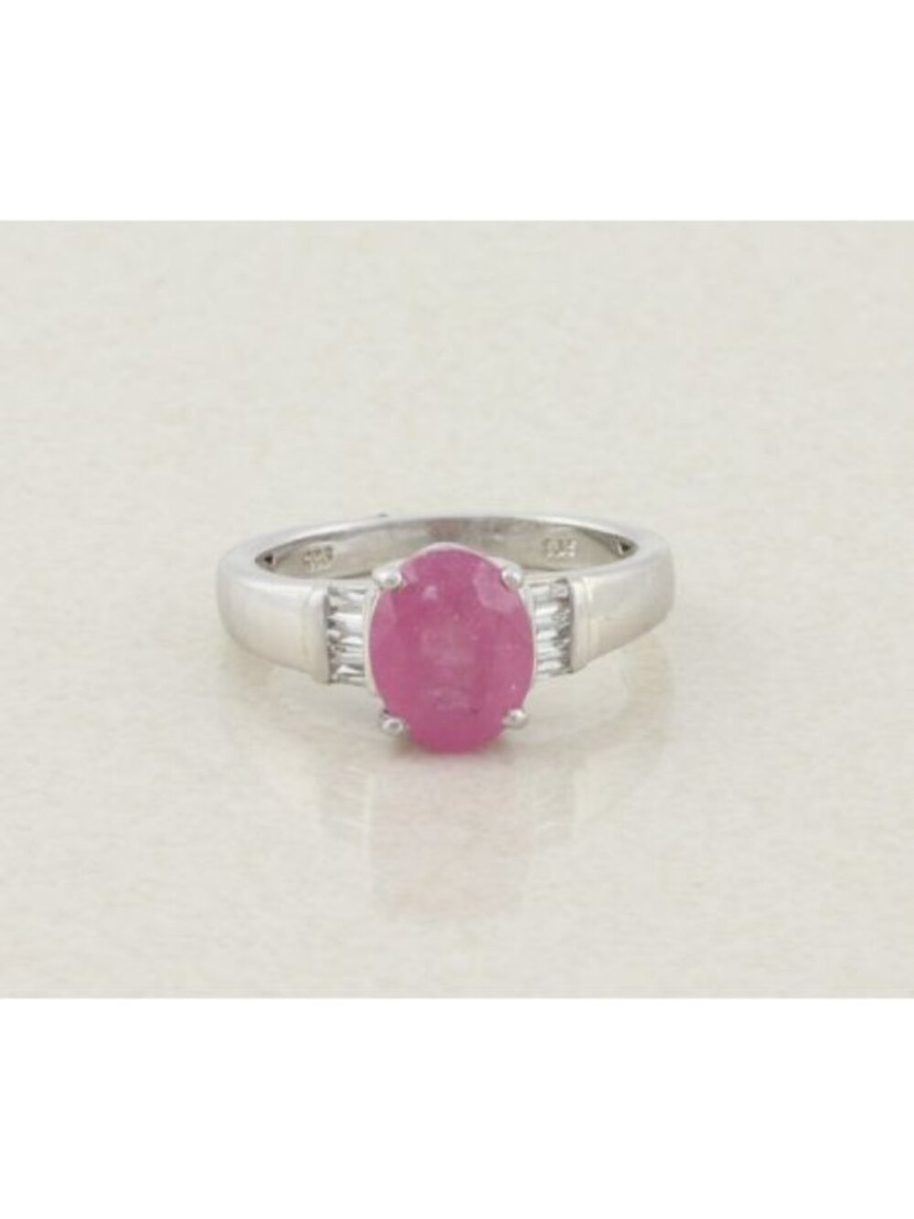 Sterling Silver Glass Filled Ruby and White Topaz Ring Size 9 1/4